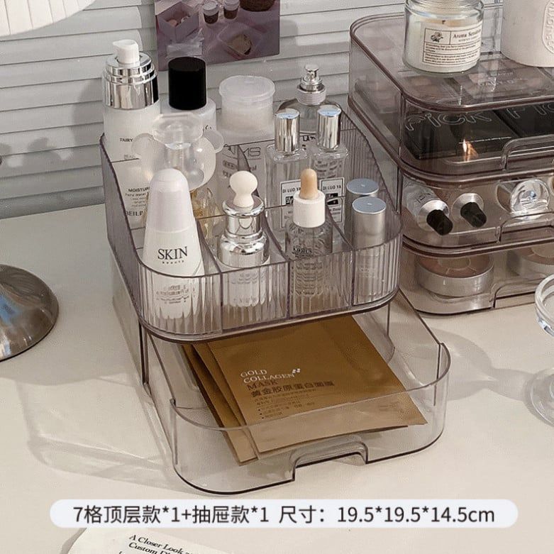  Hộp Đựng Mỹ Phẩm Acrylic Trong Suốt - Ngăn Kéo Tiện Lợi Để Bàn Trang Điểm Son Môi 