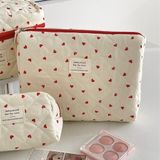  Túi Đựng Mỹ Phẩm Vải Cotton Màu Đỏ Hình Trái Tim - Túi Xách Đựng Đồ Trang Điểm, Phụ Kiện Du Lịch Dễ Thương, Xuất Khẩu [GIAO HÀNG 2-10 NGÀY | SỈ TỪ 2 TRIỆU | CÓ THỂ IN LOGO] 