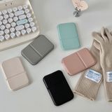  Gương Cầm Tay Gập Lại, Set 5 Màu Trơn Da PU Đơn Giản, Tiện Dụng Cho Trang Điểm 