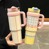  Cốc giữ nhiệt trên xe dung tích lớn họa tiết bông hoa phập phồng chống đá 