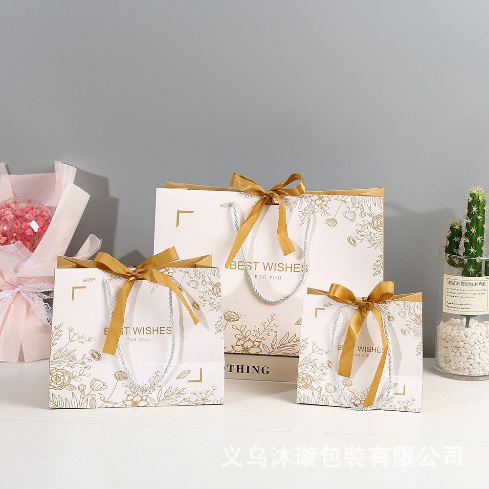  Túi quà tặng họa tiết đá cẩm thạch kèm nơ, túi xách tay cao cấp 