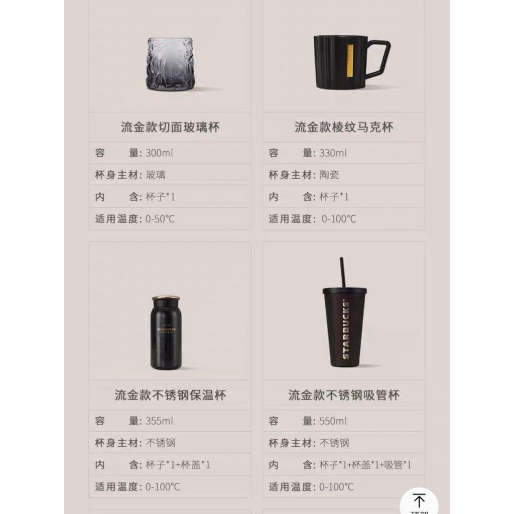  Cốc starbucks coffee treasure series dòng chảy vàng retro mark ống hút giữ nhiệt để bàn 