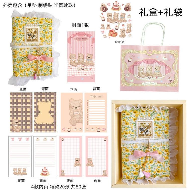  Ghi chú phong cách retro: Sổ tay gấu sang trọng với viền ren cho cô gái yêu thích văn phòng phẩm! 