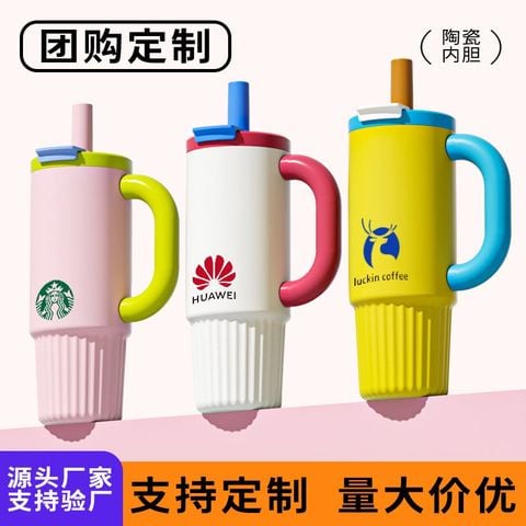  Cốc giữ nhiệt ruột gốm - Cốc nước có ống hút, kiểu dáng đẹp cho cả nam và nữ [GIAO HÀNG 2-10 NGÀY | SỈ TỪ 2 TRIỆU | CÓ THỂ IN LOGO] 