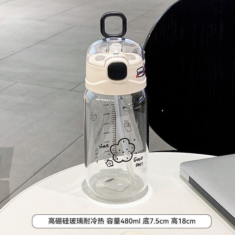  Cốc Nước Thủy Tinh Dễ Thương Dành Cho Bé Gái - Thiết Kế Mới, Ống Hút Trong Suốt (Đặt Trước) 