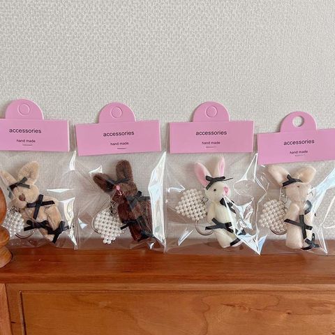  (HÀNG ĐẶT TRƯỚC) 2 Hàn Quốc Dongdaemun Mẫu Mới Nơ Gấu Tình Yêu Thỏ Móc Khóa Túi Phụ Kiện Cặp Đôi Dễ Thương 