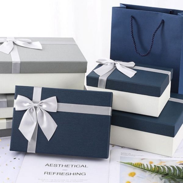  Classy Hộp quà tặng tông xanh xám 18*12*8cm sang trọng, chất liệu giấy cứng cáp Q1558 (ClassyZ) 