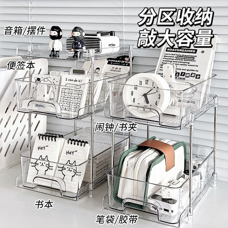  Hộp Đựng Đồ Để Bàn Bằng PET Trong Suốt 2-3 Tầng - Kệ Sắp Xếp Văn Phòng Phẩm, Ngăn Kéo Tiện Lợi Cho Học Sinh [GIAO HÀNG 2-10 NGÀY | SỈ TỪ 2 TRIỆU | CÓ THỂ IN LOGO] 