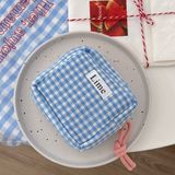  Bộ Đôi Túi Caro Xanh Nhỏ Xinh Bằng Vải Cotton Nhật Bản - Đựng Đồ Dễ Thương, Tiện Dụng! 