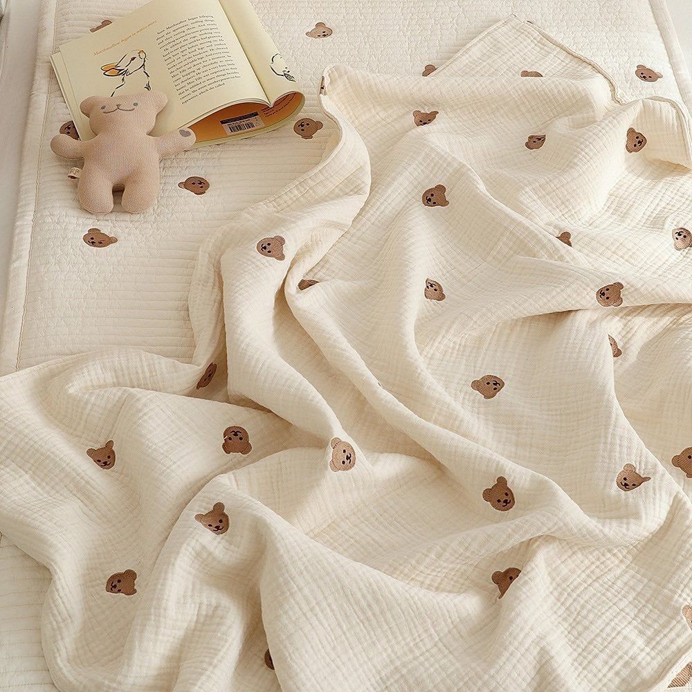  Chăn Xô 6 Lớp Cotton Nguyên Chất Họa Tiết Thêu - Chăn Mỏng Cho Bé Sơ Sinh, Trẻ Nhỏ Mùa Xuân Hè Phong Cách Hàn Quốc [GIAO HÀNG 2-10 NGÀY | SỈ TỪ 2 TRIỆU | CÓ THỂ IN LOGO] 