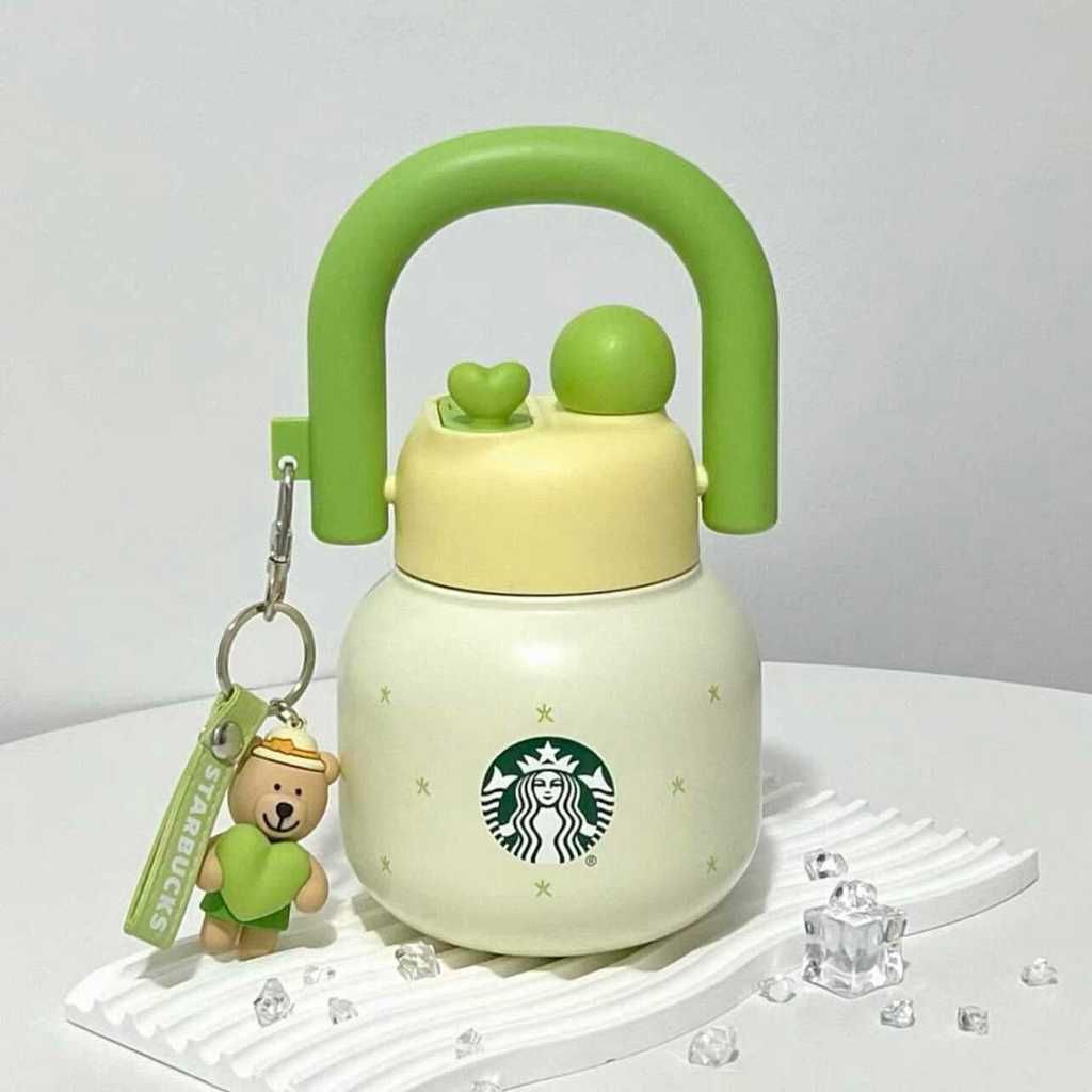  Cốc starbucks mọng nước loạt vườn hồng màu xanh lá cây gradient xương rồng ống hút thép không gỉ 