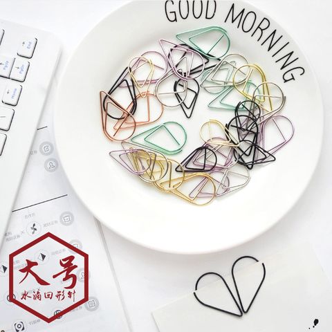  ( HÀNG ĐẶT TRƯỚC) )SET 100 Kẹp Giấy Hình Giọt Nước Lớn, Hình Dạng Đánh Dấu Kim Loại Đơn Giản, Kẹp Giấy 