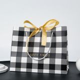  Túi quà tặng doanh nghiệp lưới đen trắng túi đóng gói đơn giản túi tote 