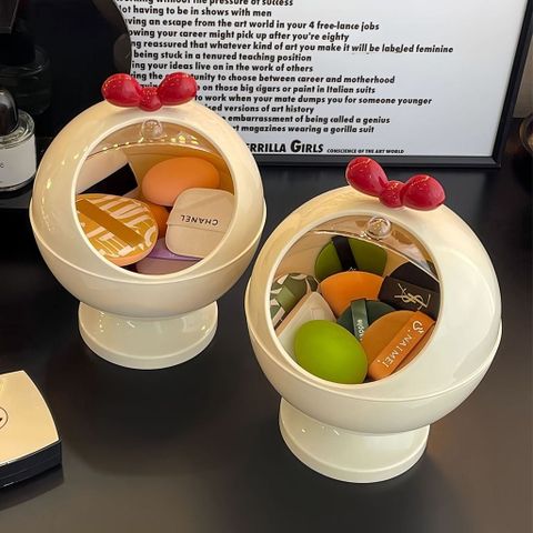  Hộp Đựng Bông Phấn, Bàn Trang Điểm Để Bàn, Hộp Nắp Lật Dung Tích Lớn Chống Bụi, Đệm Khí, Giá Đựng Mỹ Phẩm Trứng Làm Đẹp 