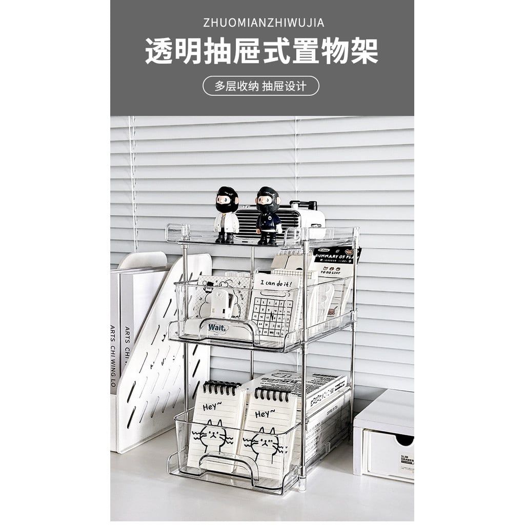  Hộp Đựng Đồ Để Bàn Bằng PET Trong Suốt 2-3 Tầng - Kệ Sắp Xếp Văn Phòng Phẩm, Ngăn Kéo Tiện Lợi Cho Học Sinh [GIAO HÀNG 2-10 NGÀY | SỈ TỪ 2 TRIỆU | CÓ THỂ IN LOGO] 