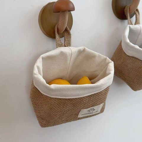  Giỏ Treo Tường Bằng Cotton Lanh Hình Mèo - Túi Đựng Gừng, Tỏi, Rau Củ Nhà Bếp, Đa Năng Để Bàn [GIAO HÀNG 2-10 NGÀY | SỈ TỪ 2 TRIỆU | CÓ THỂ IN LOGO] 