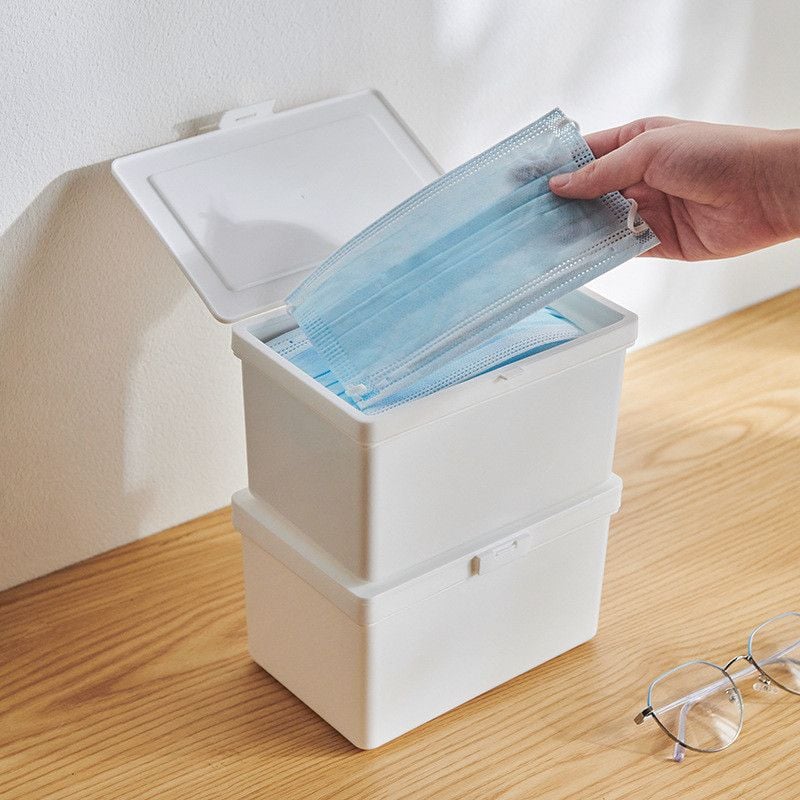  Hộp Đựng Khẩu Trang Dung Tích Lớn Nắp Lật Chống Bụi [GIAO HÀNG 2-10 NGÀY | SỈ TỪ 2 TRIỆU | CÓ THỂ IN LOGO] 
