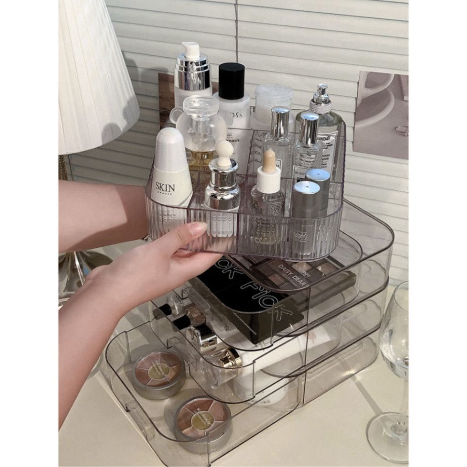  Hộp Đựng Mỹ Phẩm Acrylic Trong Suốt - Ngăn Kéo Tiện Lợi Để Bàn Trang Điểm Son Môi 