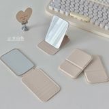  Gương Cầm Tay Gập Lại, Set 5 Màu Trơn Da PU Đơn Giản, Tiện Dụng Cho Trang Điểm 