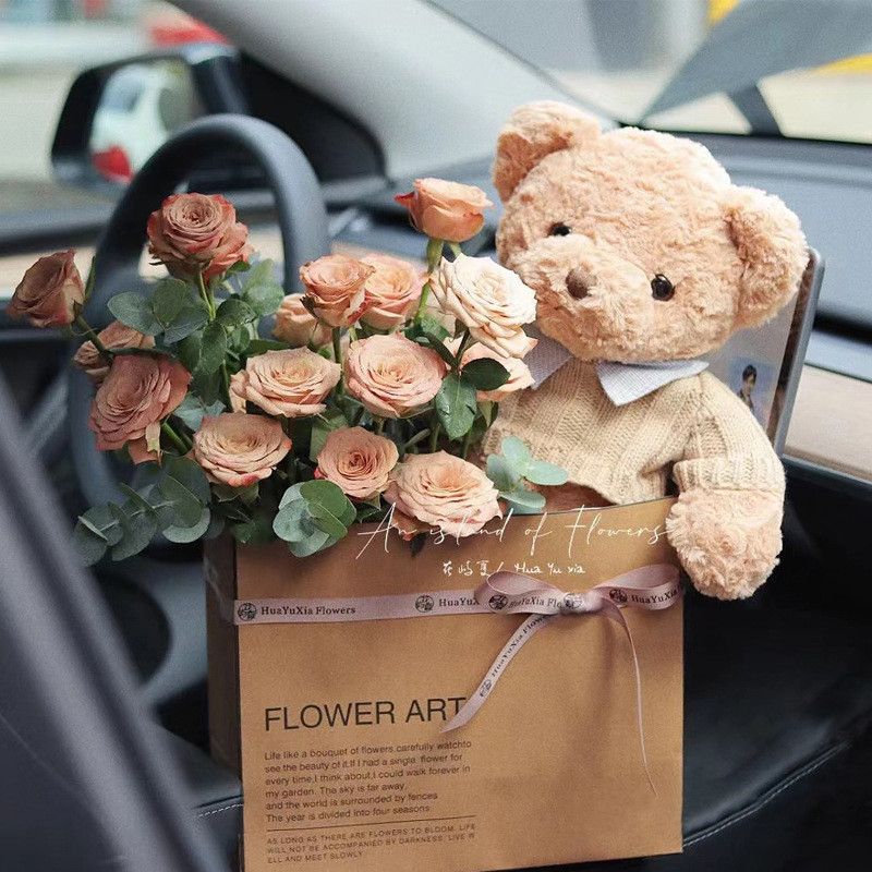  Túi giấy kraft đựng hoa tươi túi ôm gấu nhỏ gói bó hoa đơn giản quà tặng valentine 