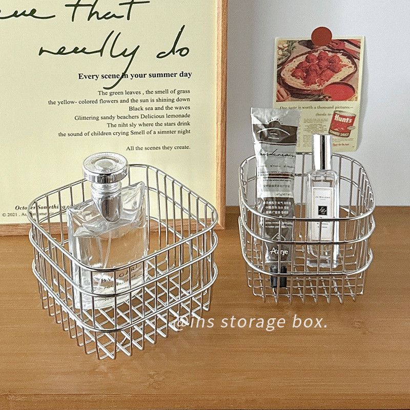  Giỏ Đựng Đồ Bằng Inox Hình Vuông - Rổ Đựng Mỹ Phẩm, Đồ Lặt Vật Để Bàn, Phong Cách Hiện Đại, Gia Dụng [GIAO HÀNG 2-10 NGÀY | SỈ TỪ 2 TRIỆU | CÓ THỂ IN LOGO] 