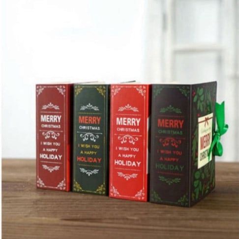  Bộ 5 Hộp quà Giáng Sinh Classy - Hình Ông Già Noel với Ruy băng 8x4,5x12cm Q766 