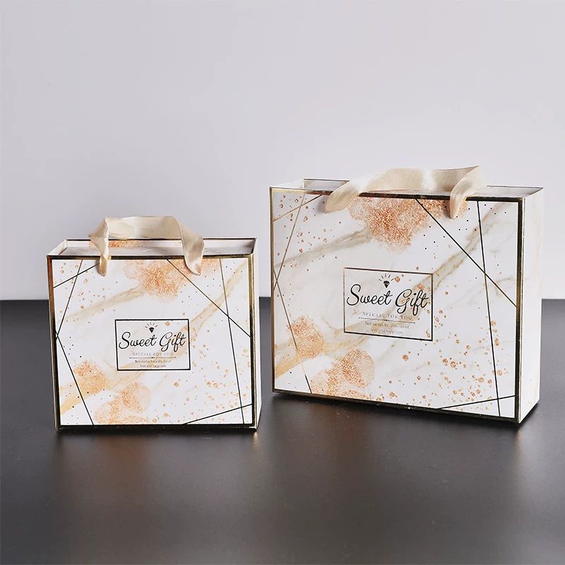  Bộ quà tặng sang trọng: Túi giấy, hộp quà lớn & 2 hộp mini đá cẩm thạch 