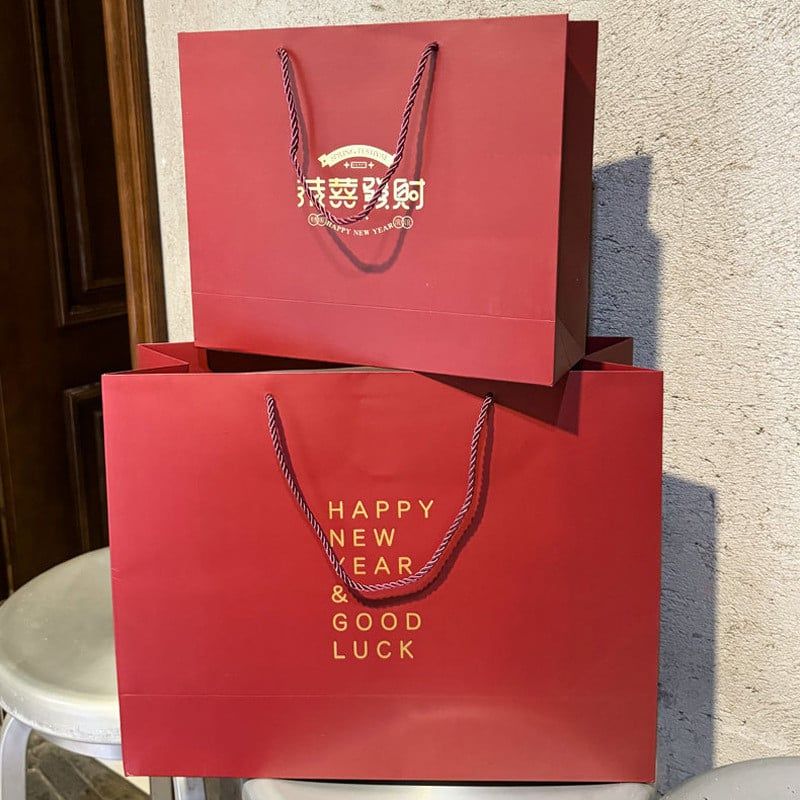  Túi tote đỏ lễ hội cao cấp túi quà tặng năm mới in logo 