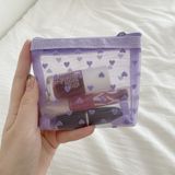  Túi Mỹ Phẩm Lưới Hình Trái Tim - Túi Đựng Trong Suốt Thoáng Khí, Phụ Kiện Du Lịch, Cầm Tay Tiện Lợi [GIAO HÀNG 2-10 NGÀY | SỈ TỪ 2 TRIỆU | CÓ THỂ IN LOGO] 