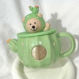  Cốc starbucks mọng nước loạt vườn hồng màu xanh lá cây gradient xương rồng ống hút thép không gỉ 