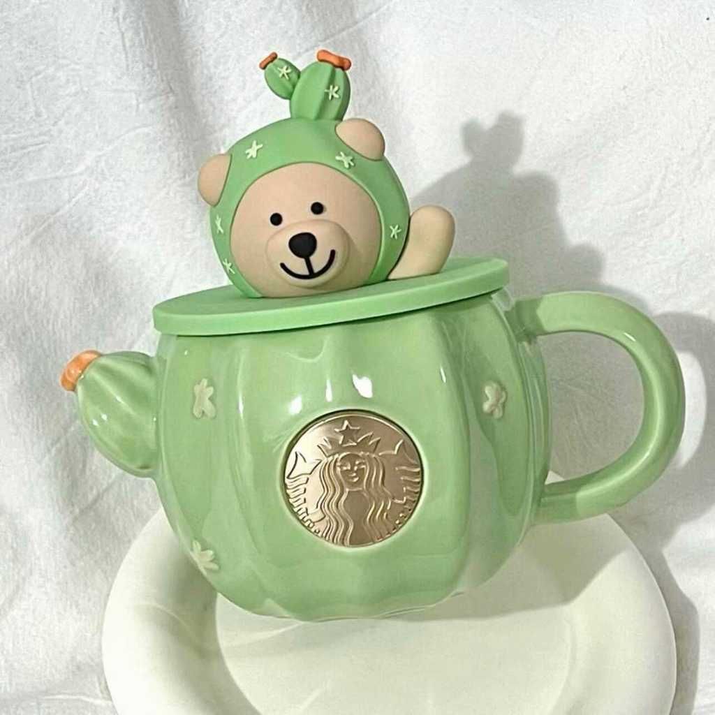  Cốc starbucks mọng nước loạt vườn hồng màu xanh lá cây gradient xương rồng ống hút thép không gỉ 