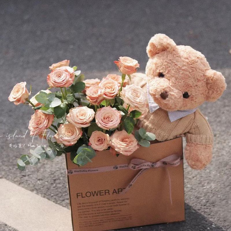  Túi giấy kraft đựng hoa tươi túi ôm gấu nhỏ gói bó hoa đơn giản quà tặng valentine 