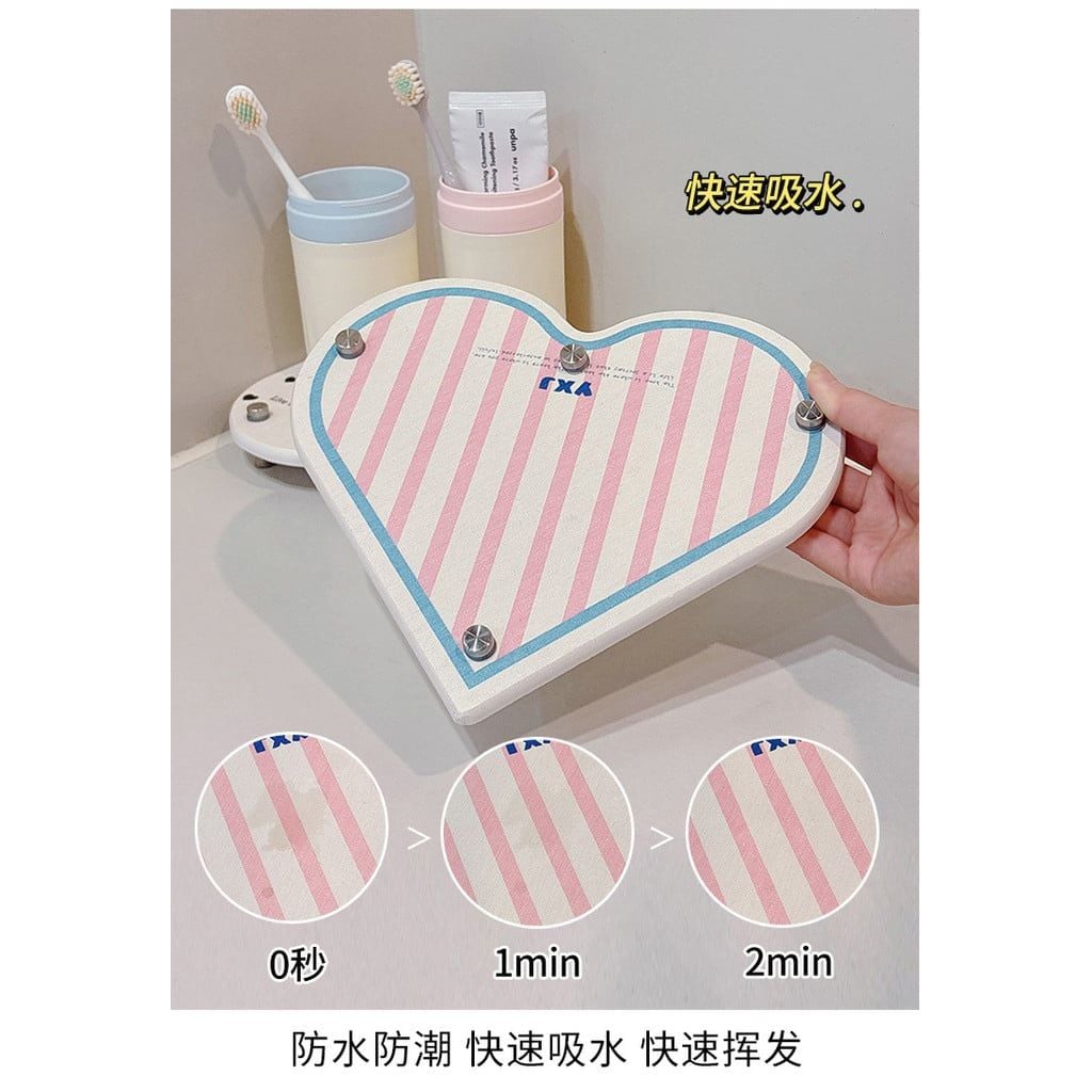  Giá Để Đồ Phòng Tắm Ráo Nước Tấm Thấm Bùn Tảo Cát Hình Trái Tim [GIAO HÀNG 2-10 NGÀY | SỈ TỪ 2 TRIỆU | CÓ THỂ IN LOGO] 