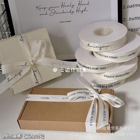  Ruy Băng Gân Màu Be Tiếng Anh Trang Trí Bó Hoa Bánh Kem Bao Bì Quà Tặng Dây Buộc Nơ 