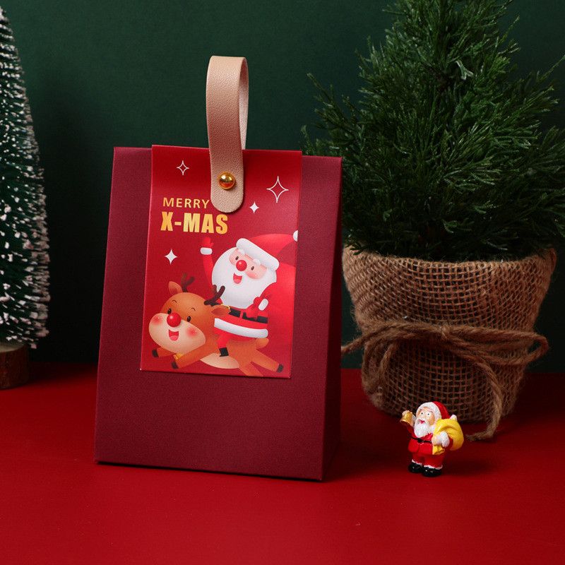  Hộp đựng tay cầm da kiểu mới hộp rỗng giáng sinh đựng kẹo quà tặng 