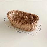 Giỏ Đan Mây Giả Màu Nâu - Rổ Đựng Trái Cây, Bánh Mì, Đồ Ăn Vặt Phong Cách Cổ Điển, Hộp Đan Bằng Nhựa [GIAO HÀNG 2-10 NGÀY | SỈ TỪ 2 TRIỆU | CÓ THỂ IN LOGO] 