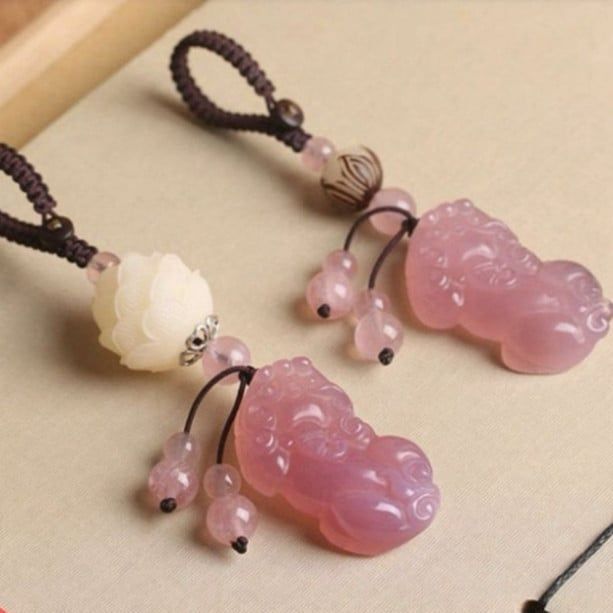  Móc Khóa Phong Thủy Tỳ Hưu Đá Thạch Anh - Biểu Tượng May Mắn Cho Chìa Khóa, Điện Thoại, Sổ Tay PK1420 