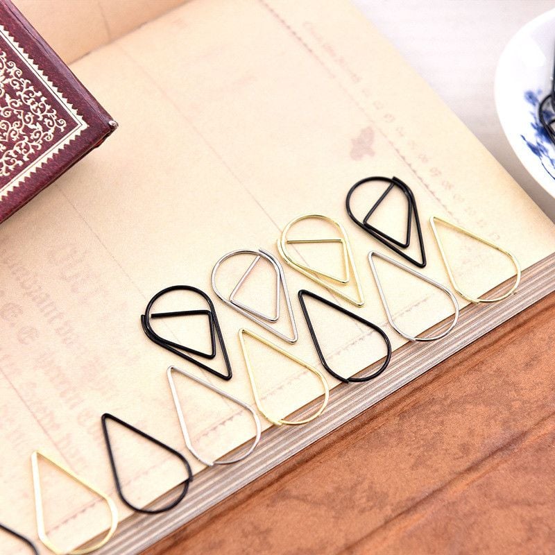  (HÀNG ĐẶT TRƯỚC) Set 100 Kẹp Giấy Hình Giọt Nước Kim Loại Đơn Giản [GIAO HÀNG 2-10 NGÀY | SỈ TỪ 2 TRIỆU | CÓ THỂ IN LOGO] 