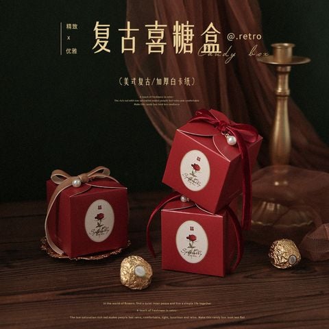  Hộp kẹo cưới hộp vuông giấy sáng tạo - Hộp quà rỗng, bán buôn [GIAO HÀNG 2-10 NGÀY | SỈ TỪ 2 TRIỆU | CÓ THỂ IN LOGO] 