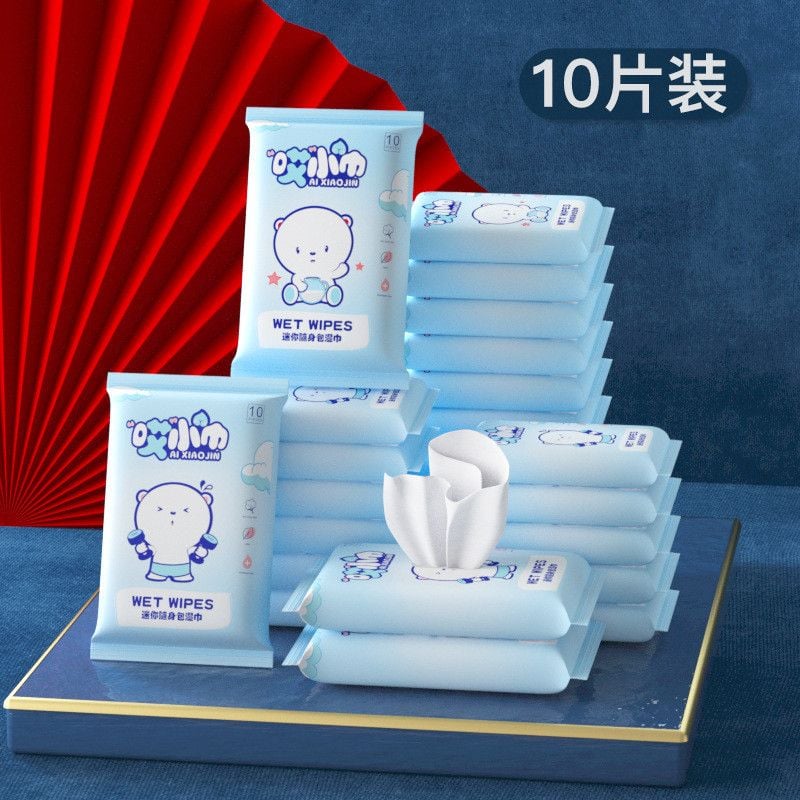  Khăn Giấy Ướt Đóng Gói 10 Miếng - Khăn Lau Đa Năng Cho Bé Và Gia Đình [GIAO HÀNG 2-10 NGÀY | SỈ TỪ 2 TRIỆU | CÓ THỂ IN LOGO] 