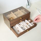  Hộp Đựng Trang Sức Gỗ Óc Chó 3 Ngăn Kéo - Tủ Đựng Đồ Trang Sức Cổ Điển Để Bàn, Phong Cách Trung Hoa, Quà Tặng [GIAO HÀNG 2-10 NGÀY | SỈ TỪ 2 TRIỆU | CÓ THỂ IN LOGO] 