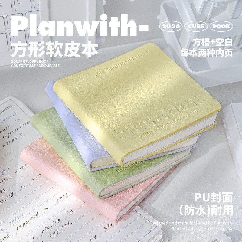  Sổ Tay Bìa Da Mềm Màu Pastel - Sổ Ghi Chép Hình Vuông Dòng Planwith CUBE, Văn Phòng Phẩm Cho Học Sinh [GIAO HÀNG 2-10 NGÀY | SỈ TỪ 2 TRIỆU | CÓ THỂ IN LOGO] 