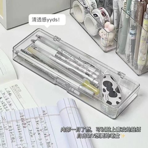  Hộp Đựng Bút Nhựa Trong Suốt Đa Năng - Hộp Văn Phòng Phẩm Học Sinh, Quà Tặng Cá Nhân [GIAO HÀNG 2-10 NGÀY | SỈ TỪ 2 TRIỆU | CÓ THỂ IN LOGO] 