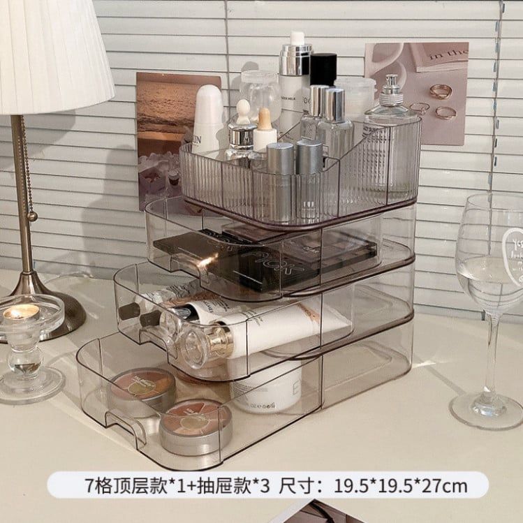  Hộp Đựng Mỹ Phẩm Acrylic Trong Suốt - Ngăn Kéo Tiện Lợi Để Bàn Trang Điểm Son Môi 