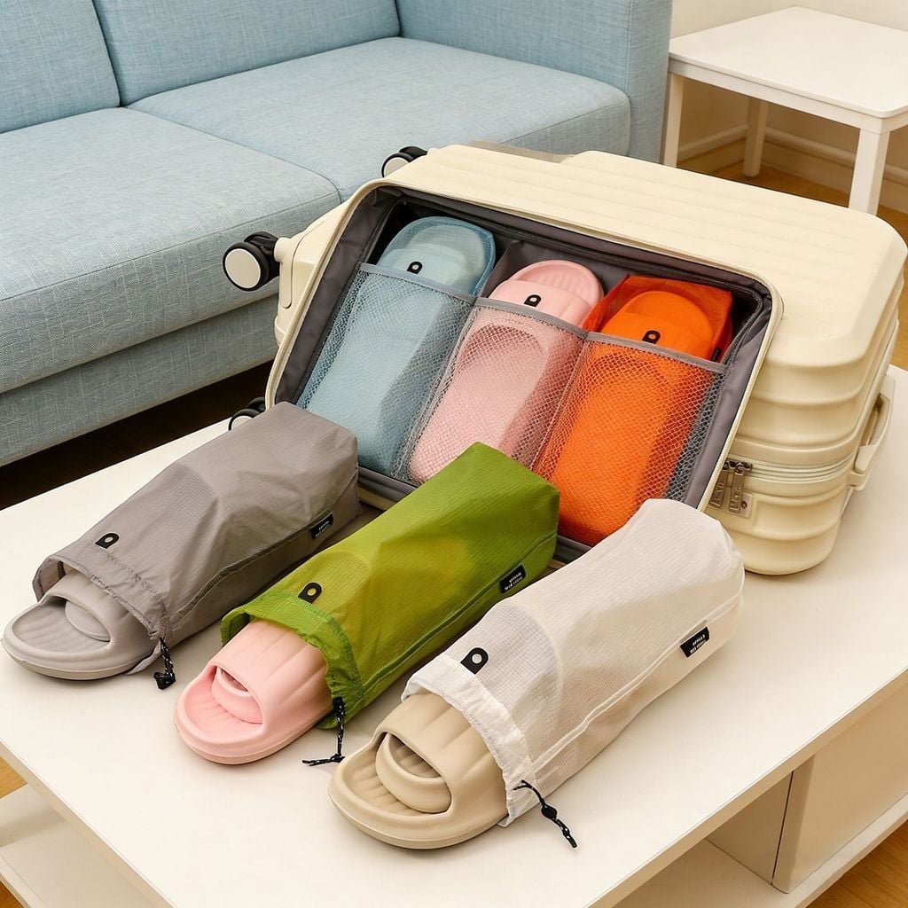  Túi đựng dép đi du lịch bằng vải cotton, tiện dụng, chống nước, chống bụi, 