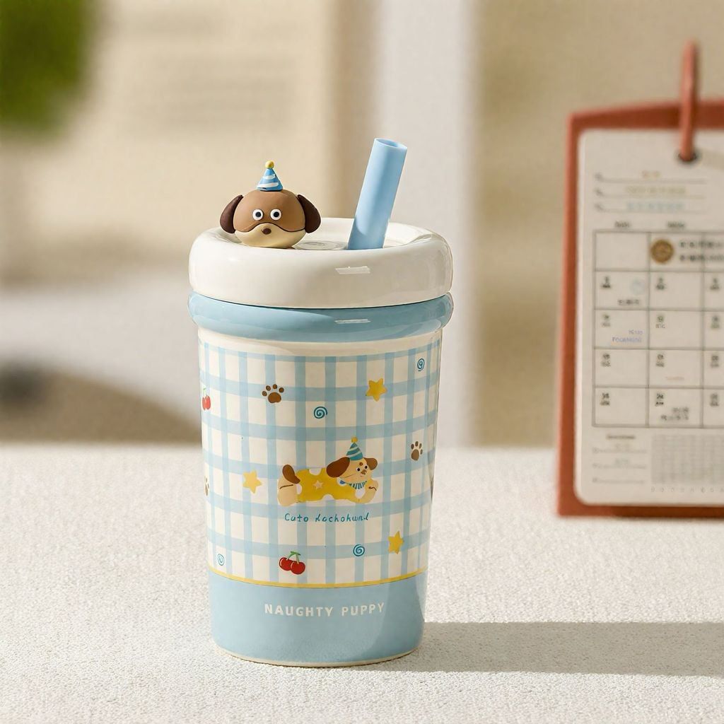  Cốc mug dung tích lớn có ống hút mẫu mới đáng yêu 