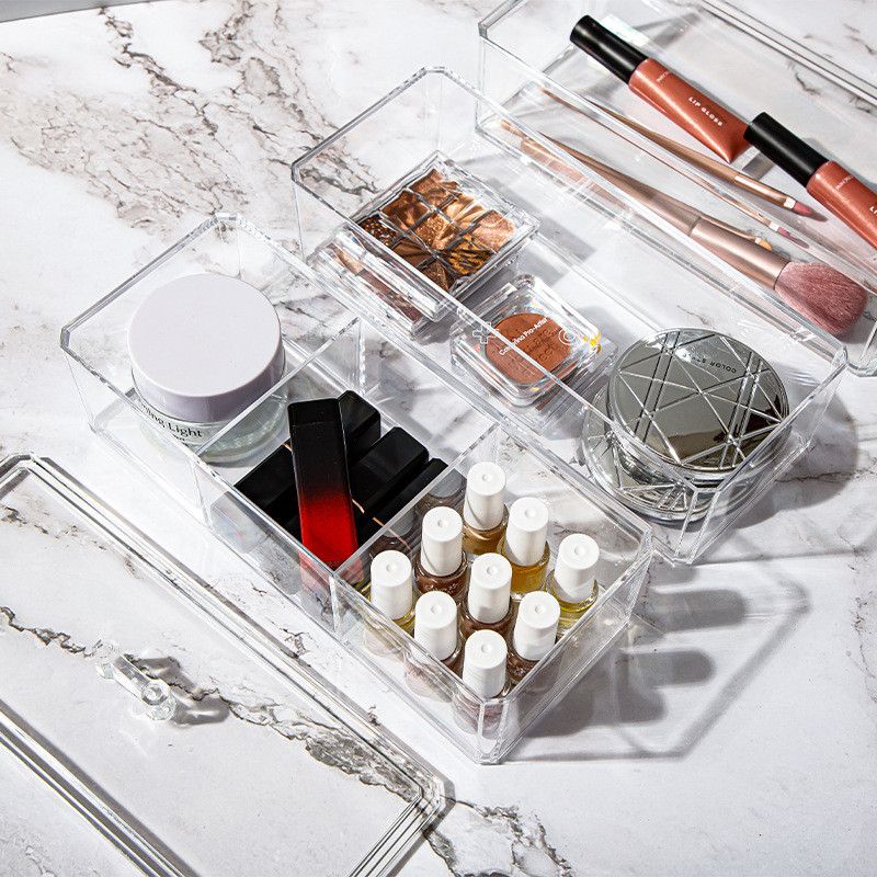  (HÀNG ĐẶT TRƯỚC) Combo 5 Hộp Đựng Mỹ Phẩm Trong Suốt Có Nắp Xếp Chồng Chống Bụi [GIAO HÀNG 2-10 NGÀY | SỈ TỪ 2 TRIỆU | CÓ THỂ IN LOGO] 