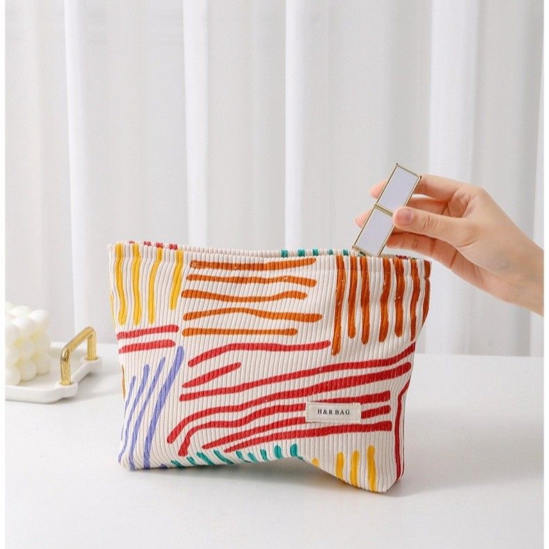  Túi mỹ phẩm nhung hoa cao cấp dung tích lớn đựng cọ trang điểm son môi cho shop 