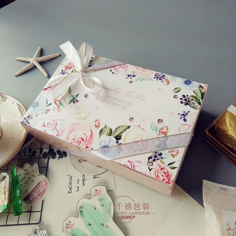  Hộp đóng gói kẹo hạnh nhân hộp quà năm mới sáng tạo hộp bánh bông tuyết bánh quy 