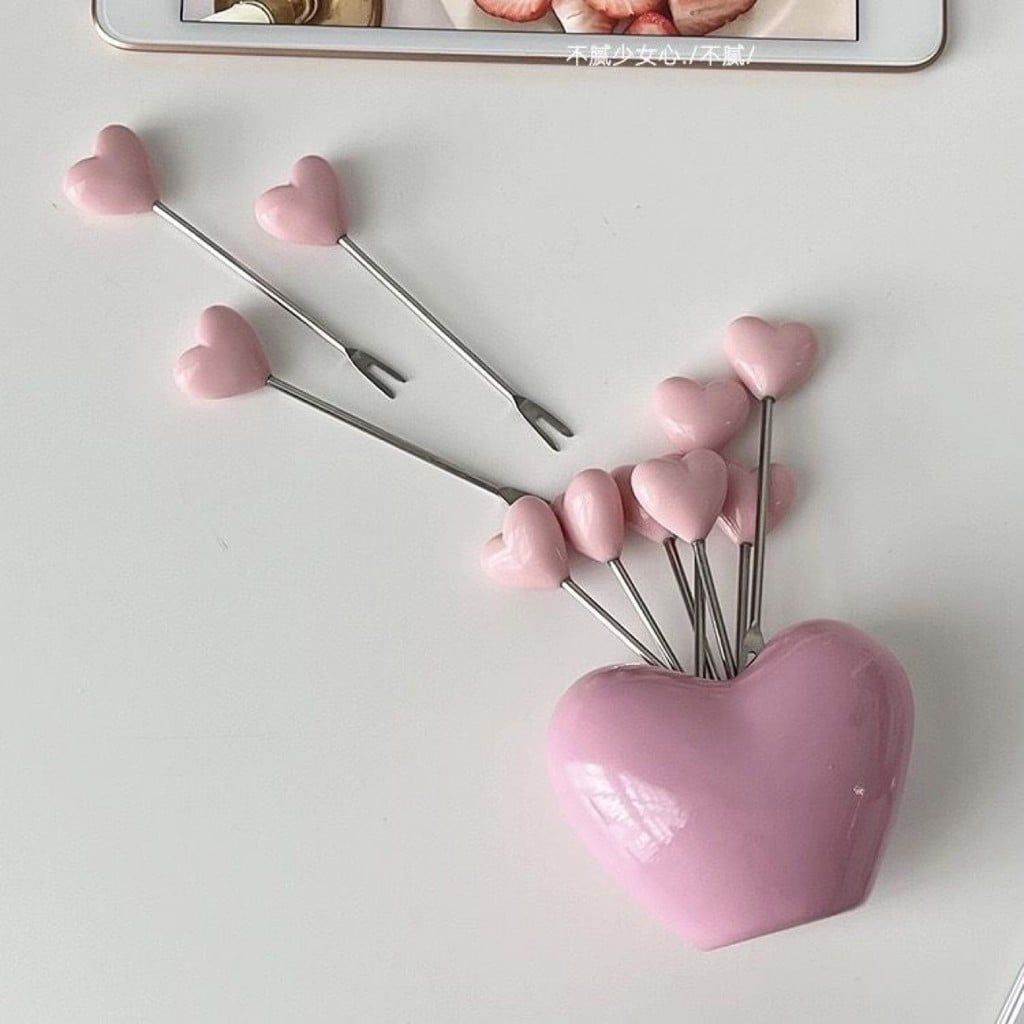  Bộ Nĩa Trái Cây Hình Trái Tim Bằng Nhựa - Dĩa Xiên Trái Cây, Bánh Ngọt Gia Dụng, Phụ Kiện Nhà Hàng Phương Tây [GIAO HÀNG 2-10 NGÀY | SỈ TỪ 2 TRIỆU | CÓ THỂ IN LOGO] 